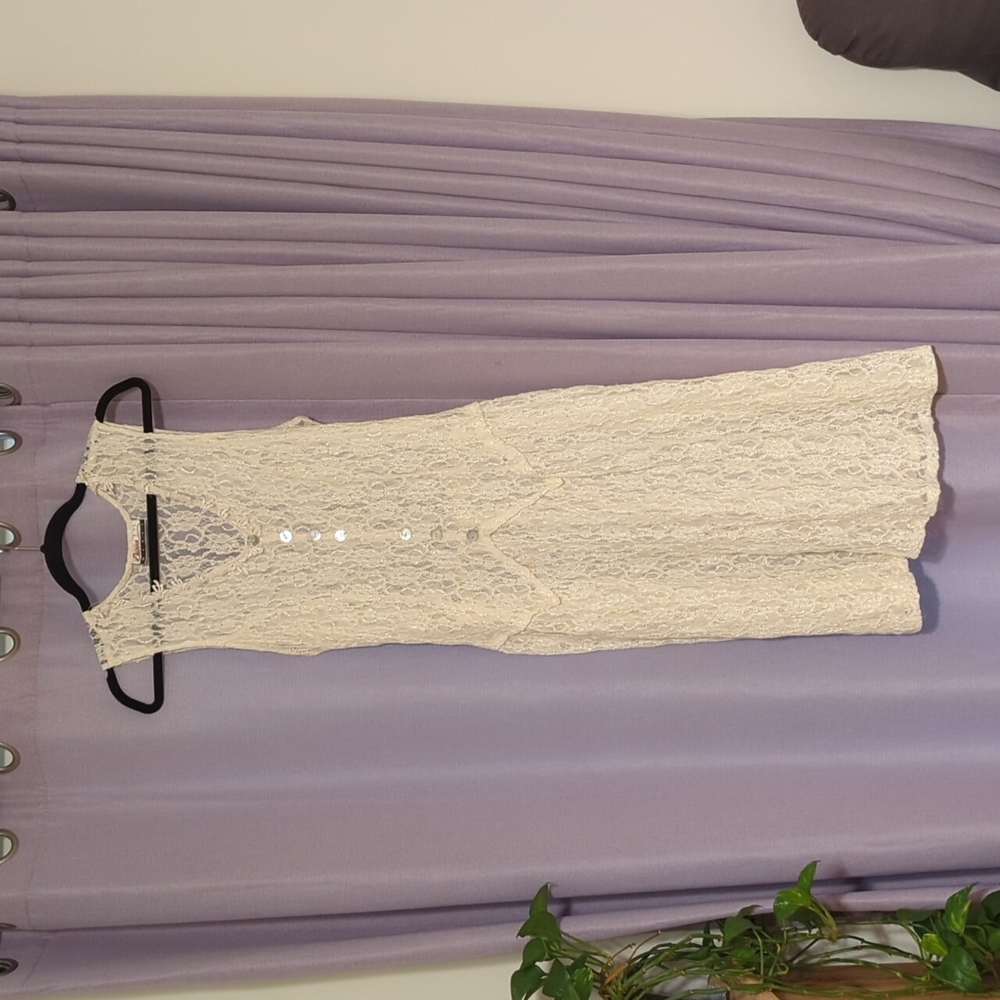 SOLD Vintage 90s cream lace midi maxi dress cottage core grunge